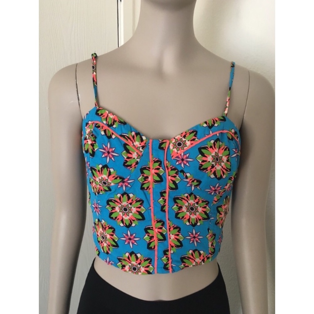 Flying Tomato Floral Bustier Crop Top